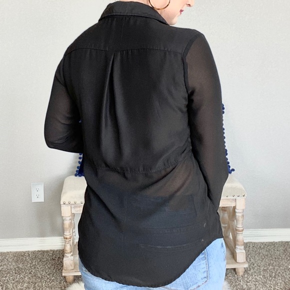 Black Sheer Long Sleeve Shirt - Picture 3 of 3